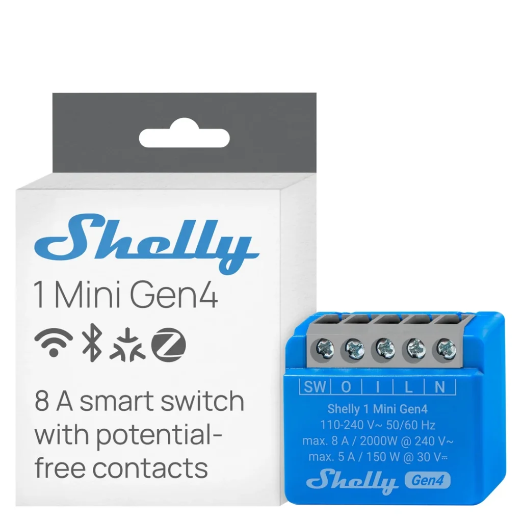 Shelly 1 Mini Gen4 Compact Smart Switch For Controlling Lights And Small Appliances Up To 8A