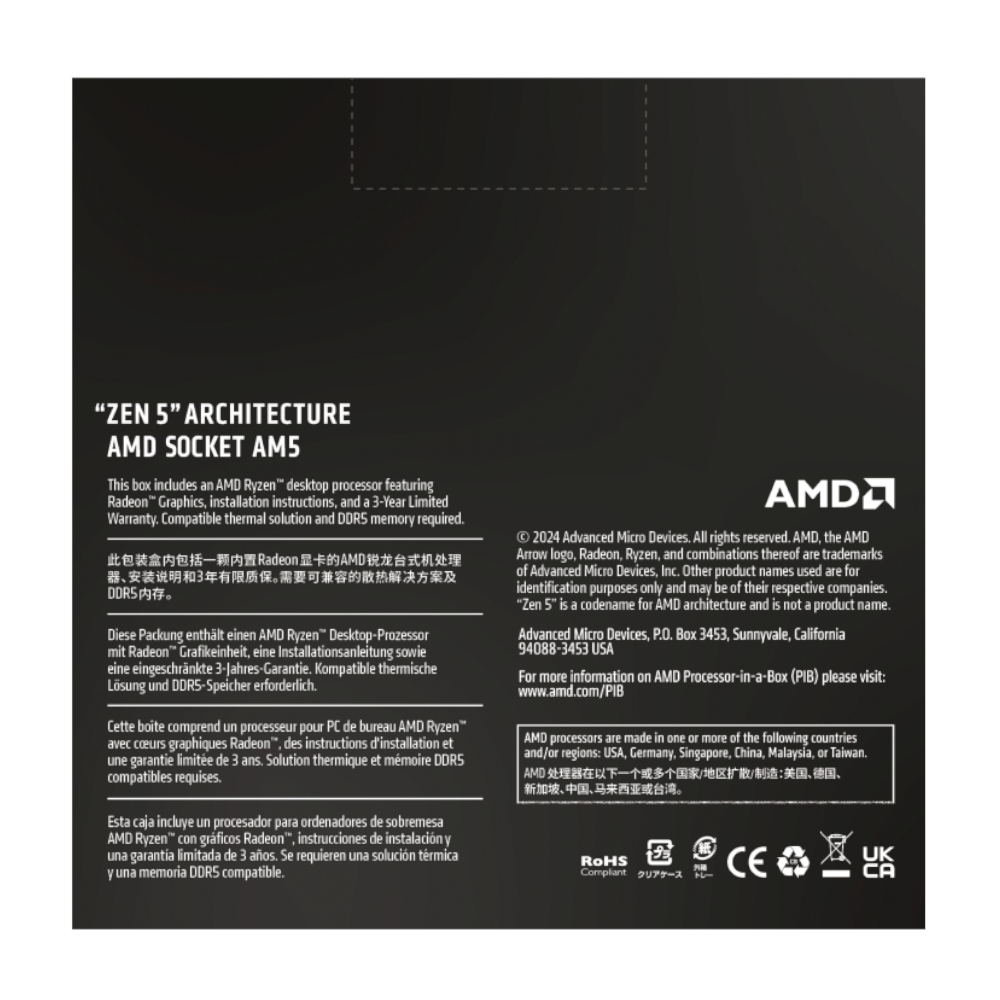 100-100001404WOF_wr_05a AMD RYZEN 7 9700X 8-Core 3.8GHz AM5 CPU