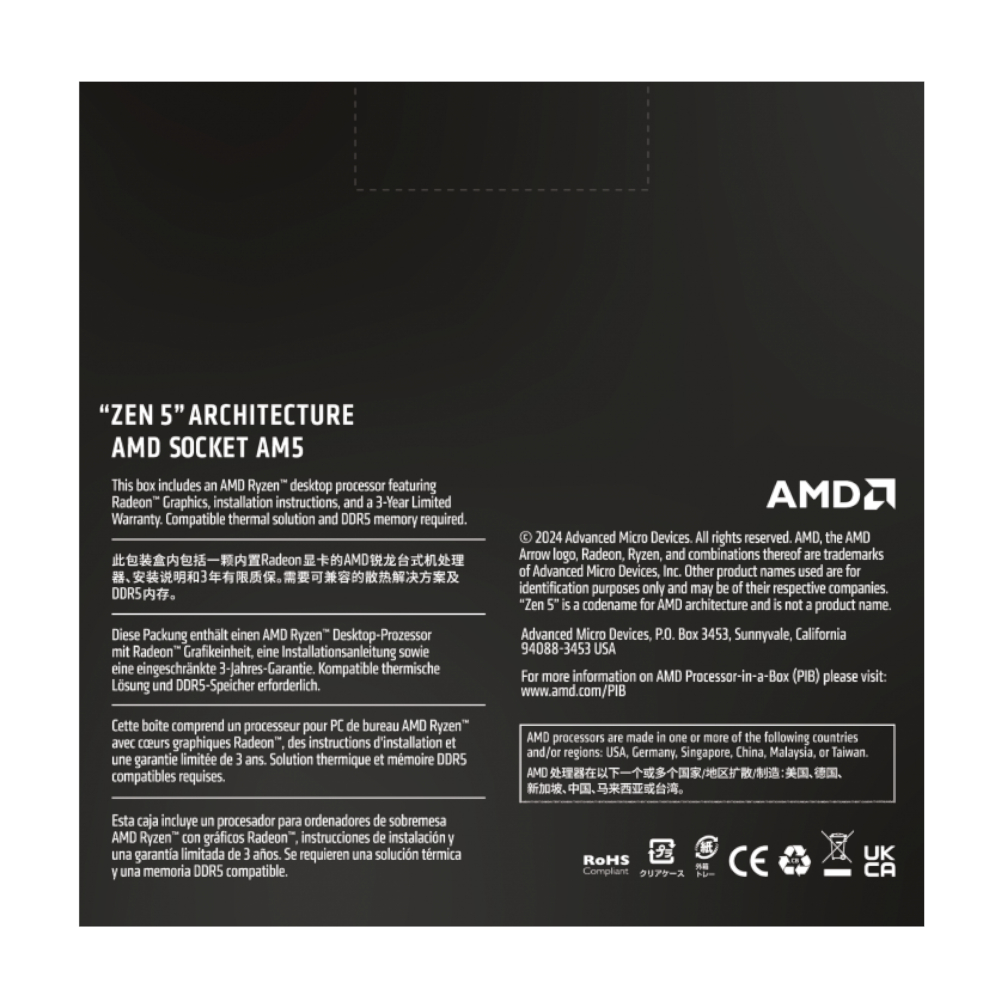 100-100001405WOF_wr_05a AMD RYZEN 5 9600X 6-Core 3.9GHz AM5 CPU