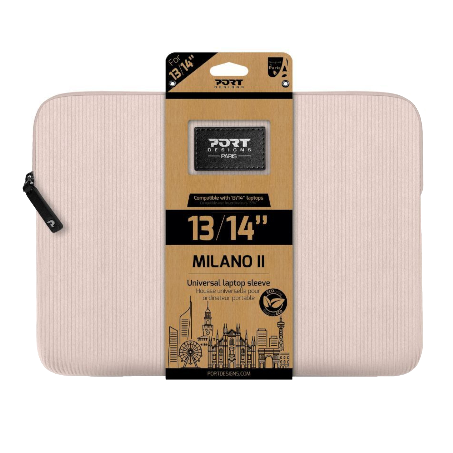 140724_Port-Designs-Milano-II-Eco-13-14-inch-Universal-Laptop-Sleeve-Plush-Pink_wr_01a Port Designs Milano II Eco 13/14" Universal Laptop Sleeve - Plush Pink