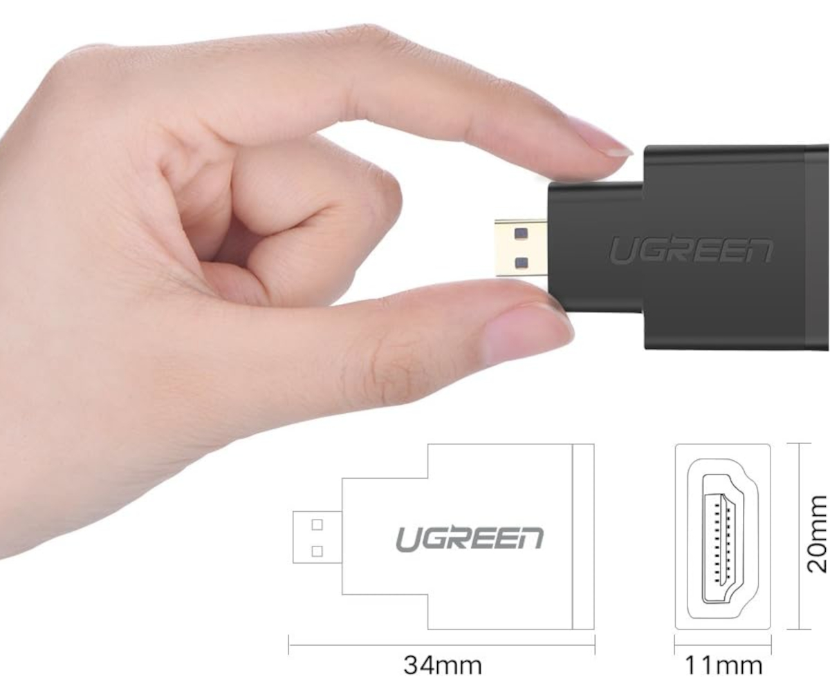 20106-20106-_UGreen-Micro-HDMI-Male-to-HDMI-Female-Adapter_01 UGREEN Micro HDMI Male to HDMI Female Adapter – Black