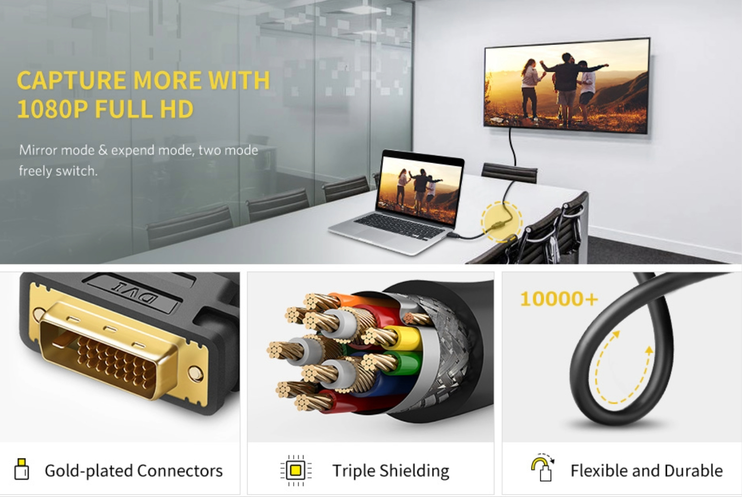 20118-2011_ls UGREEN DVI to HDMI Cable Adapter 15cm | Male to Female | 1080p Full HD – Black
