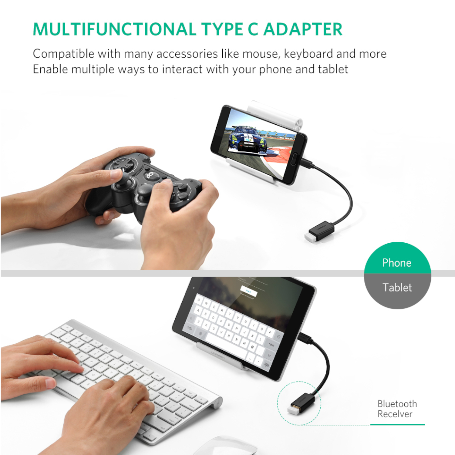 6957303837014_US154-30701_ls_02 UGREEN Type-C to USB-A Adapter (Male to Female, 15cm)– Black