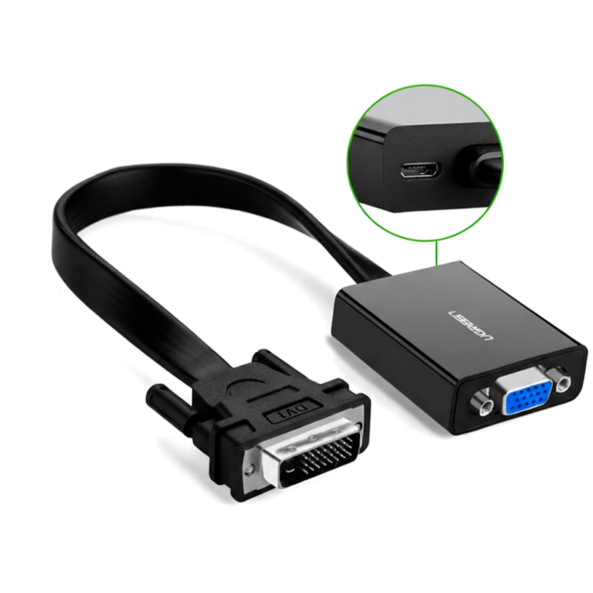 6957303842599_MM108-40259_05 UGREEN DVI-D 24+1 to VGA Active Video Adapter (Male to Female) – Black