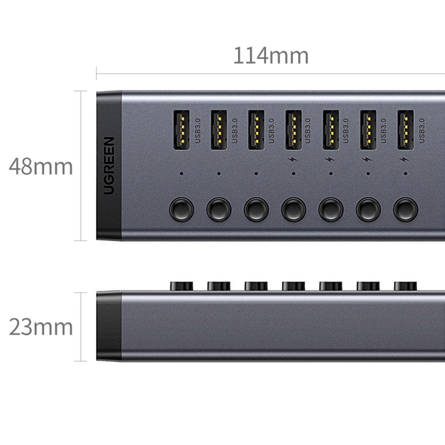 6957303893072_CM481-90307_02 UGREEN 7 in 1 USB 3.0 Hub-Grey