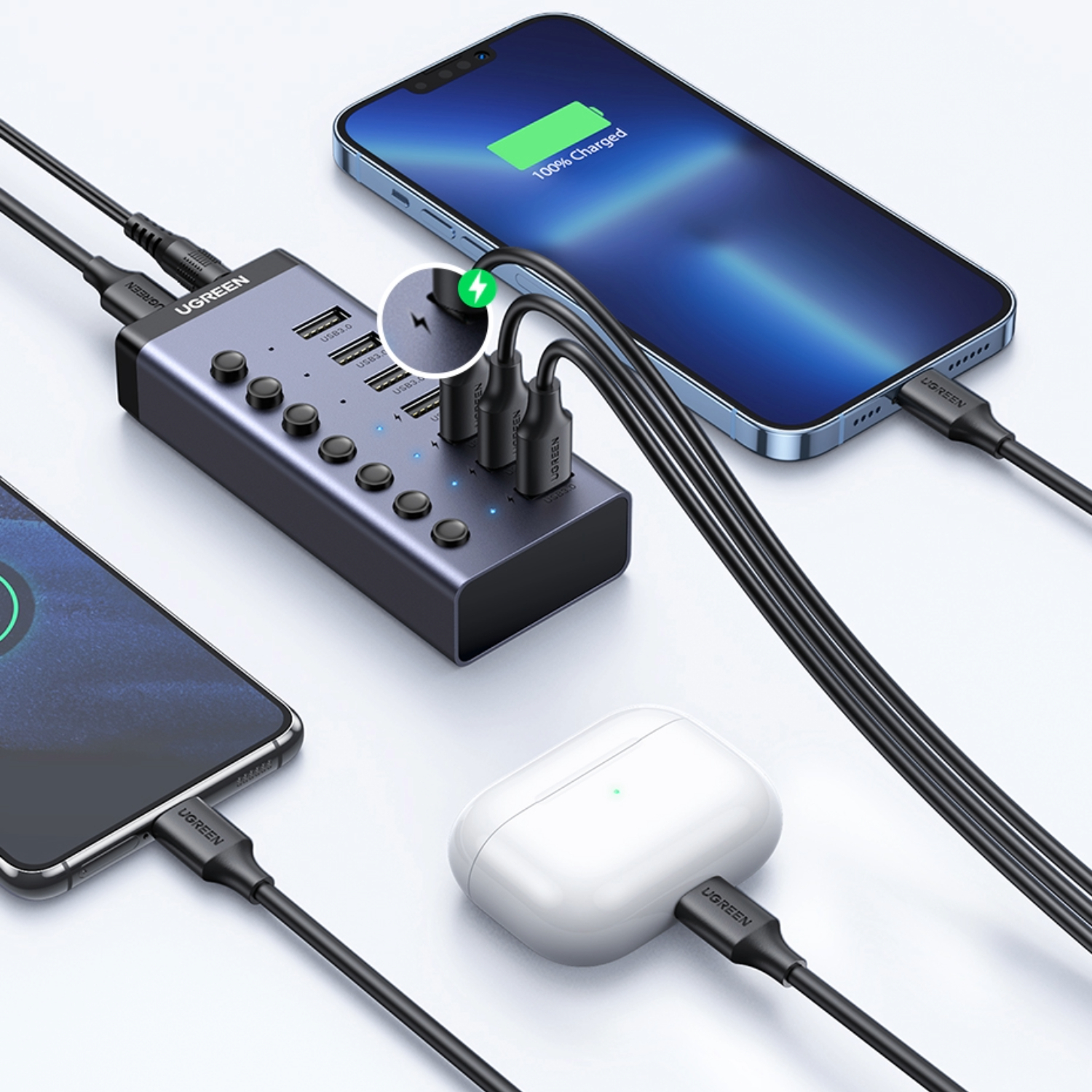 6957303893072_CM481-90307_LS-01 UGREEN 7 in 1 USB 3.0 Hub-Grey