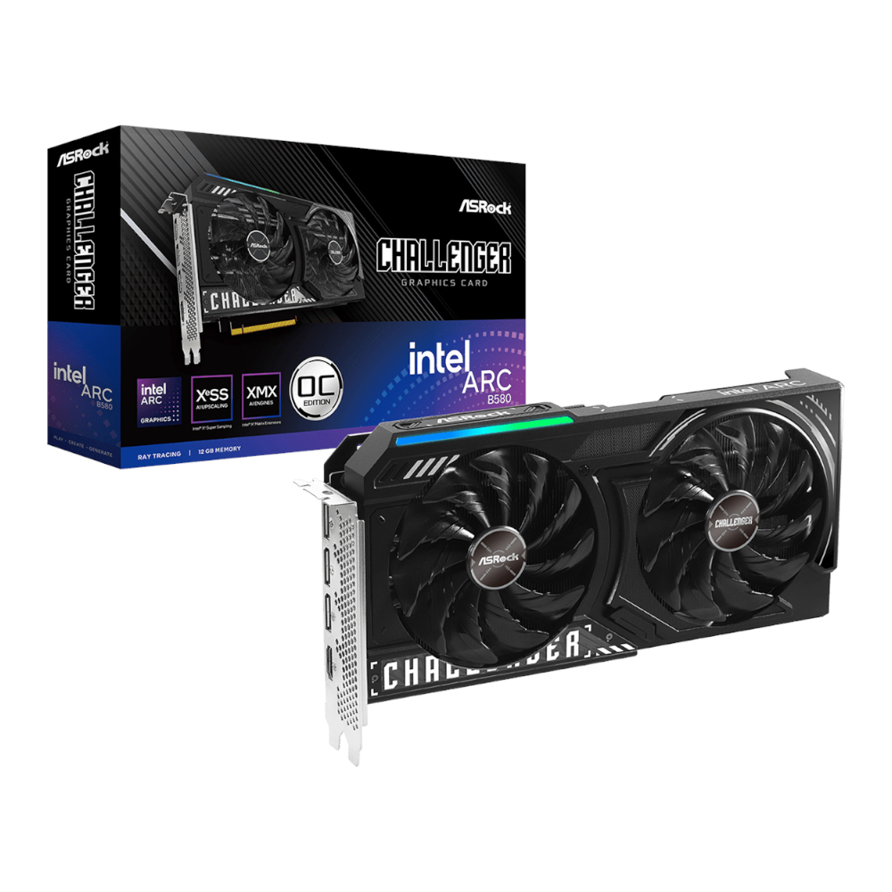 90-GA5LZZ-00UANF_wr_01a ASRock Intel Arc B580 Challenger OC 12GB GDDR6 192-BIT Graphics Card