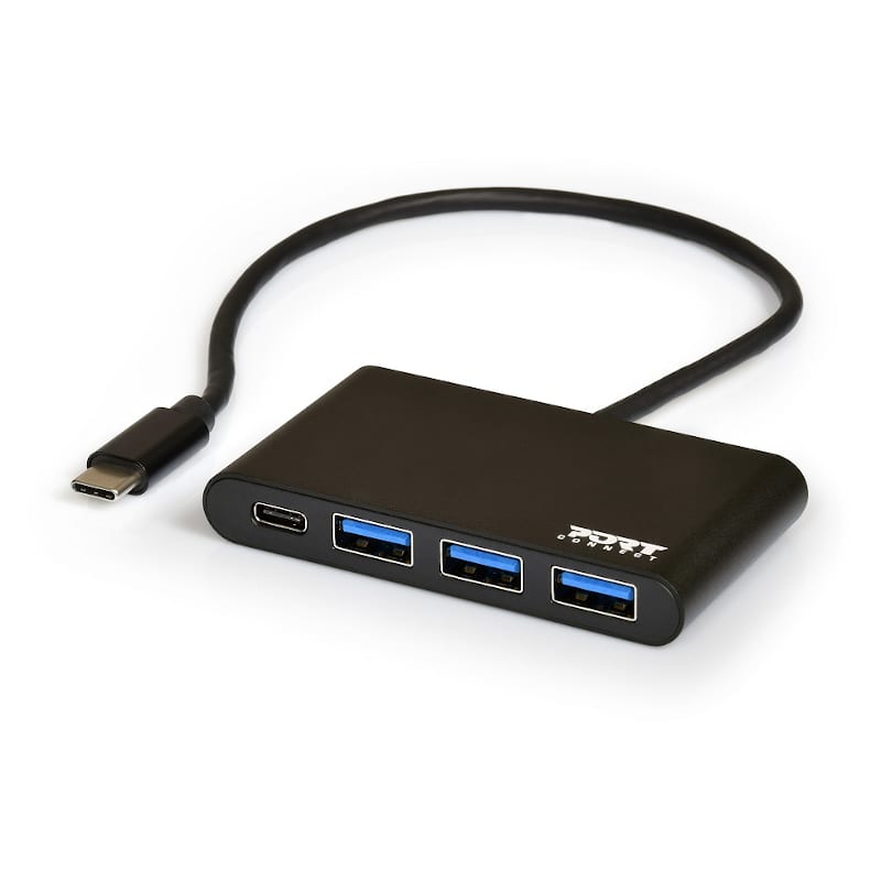 900122-DE_wr_01 Port USB Type-C to 3 x USB3.0 and 1 x Type-C PD 30cm 4 Port Hub - Black