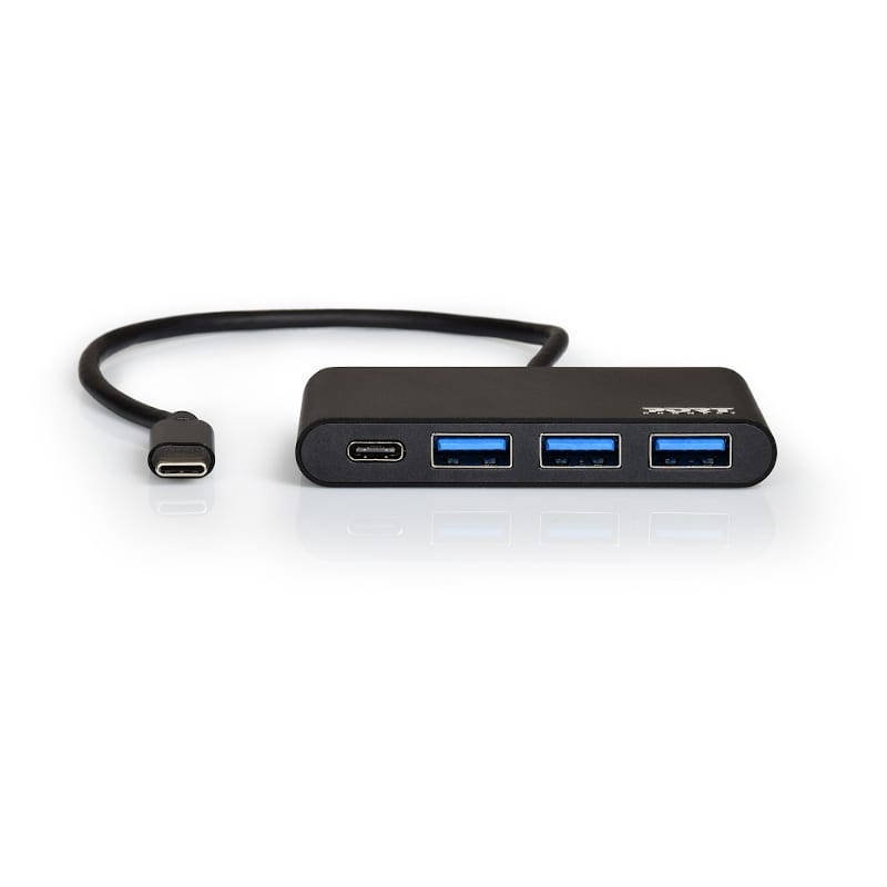 900122-DE_wr_02 Port USB Type-C to 3 x USB3.0 and 1 x Type-C PD 30cm 4 Port Hub - Black