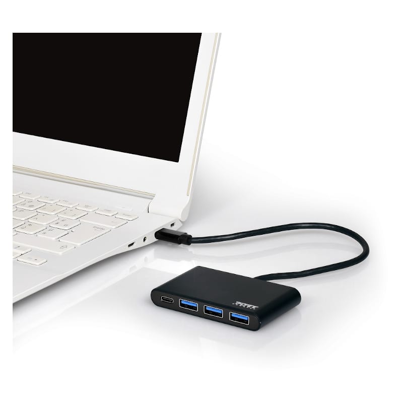 900122-DE_wr_04 Port USB Type-C to 3 x USB3.0 and 1 x Type-C PD 30cm 4 Port Hub - Black