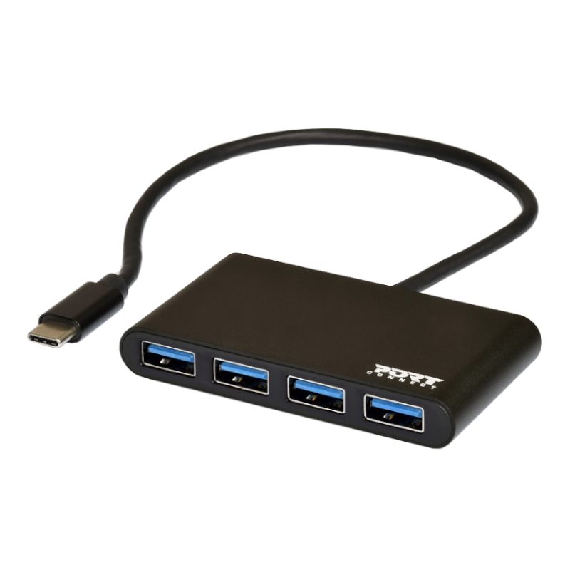 900123_wr_02a Port USB Type-C to 4 x USB3.0 5Gbps 30cm 4 Port Hub - Black