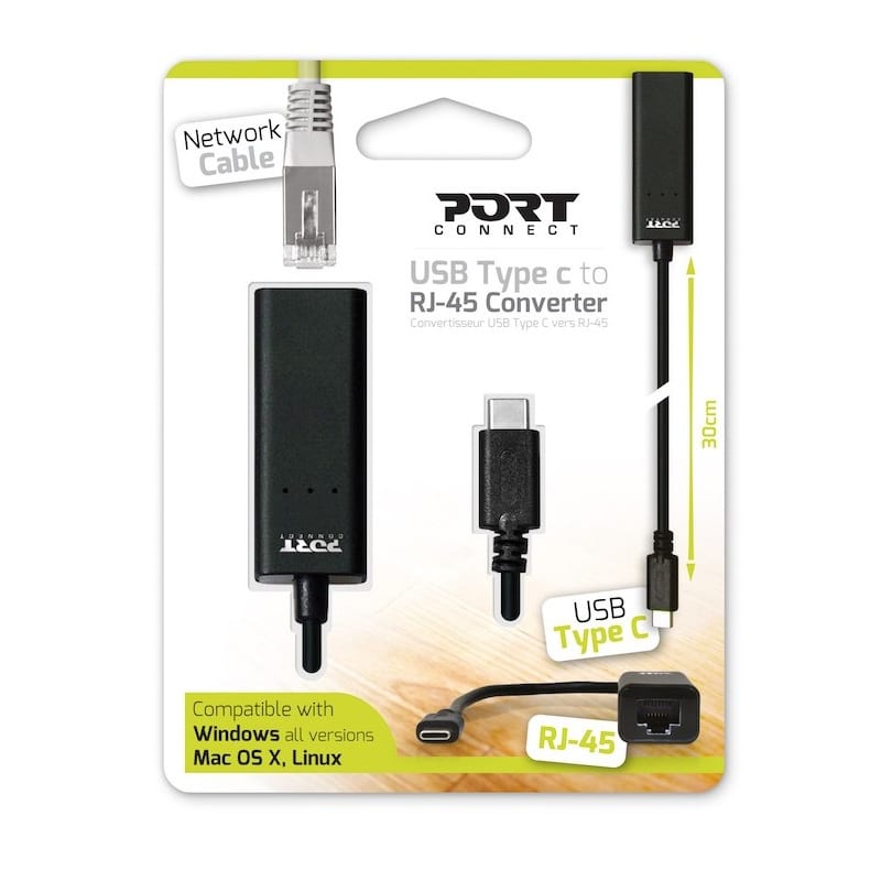 900126_wr_01 Port USB Type-C to RJ45 5Gbps 30cm Adapter - Black