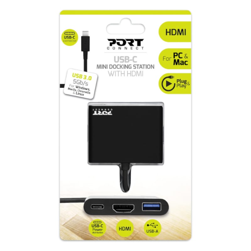 900140_wr_01 Port USB Type-C to 1 x HDMI|1 x USB3.0|1 x Type-C 60W PD Dock - Black