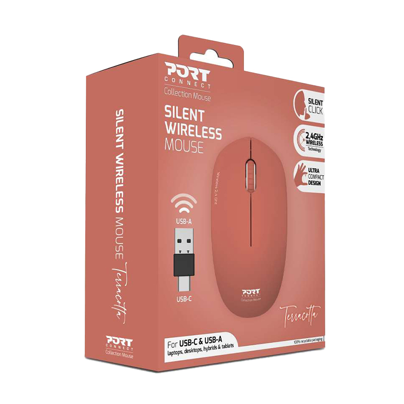Port Connect MOUSE COLLECTION II WIRELESS Terracota
