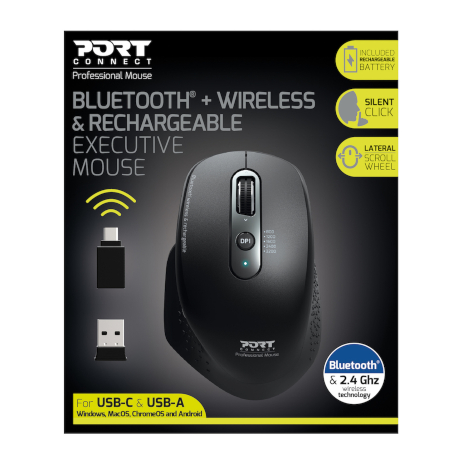 900716_Port-Connect-Wireless-Rechargeable-Executive-Bluetooth-Mouse_wr_01 Port Connect Bluetooth Wireless and Rechargeable Executive Mouse - Black