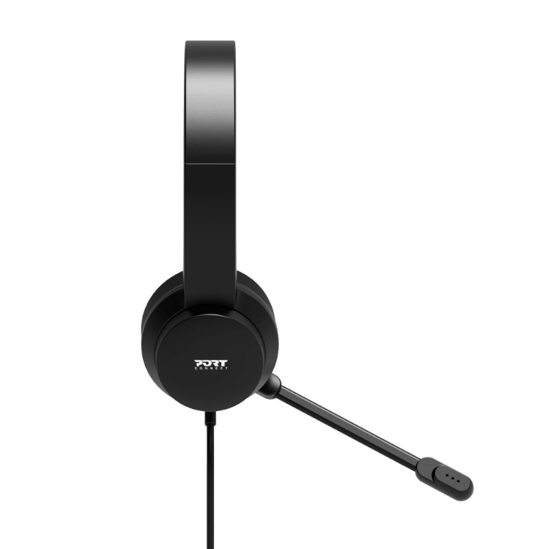 901605_wr_02 Port Connect USB Headset 1.8m Cable with Mic and Padded/Soft Cushions Black