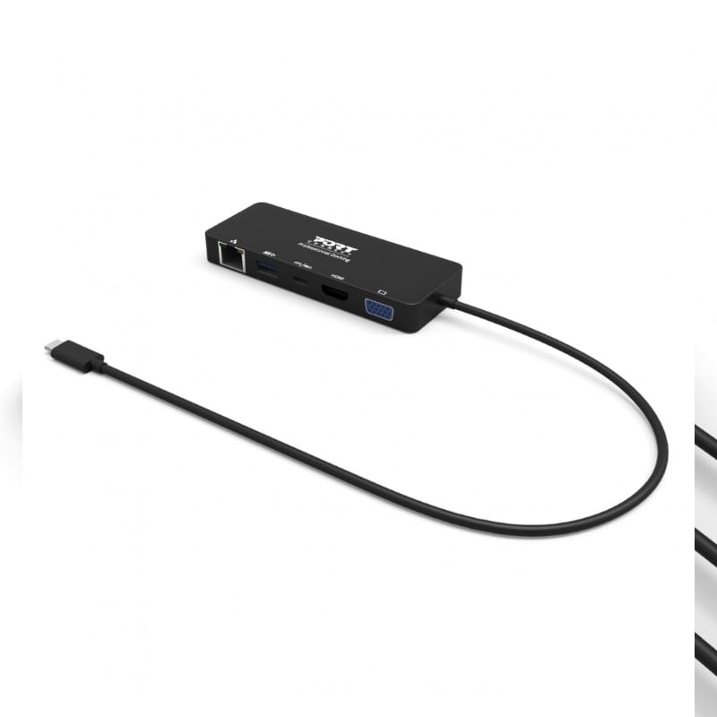 901909_wr_02 Port USB Type-C to 1 x RJ45|1 x USB3.0 SS|1 x Type-C 85W PD|1 x HDMI2.0|1 x VGA 30cm Cable Dock - Black