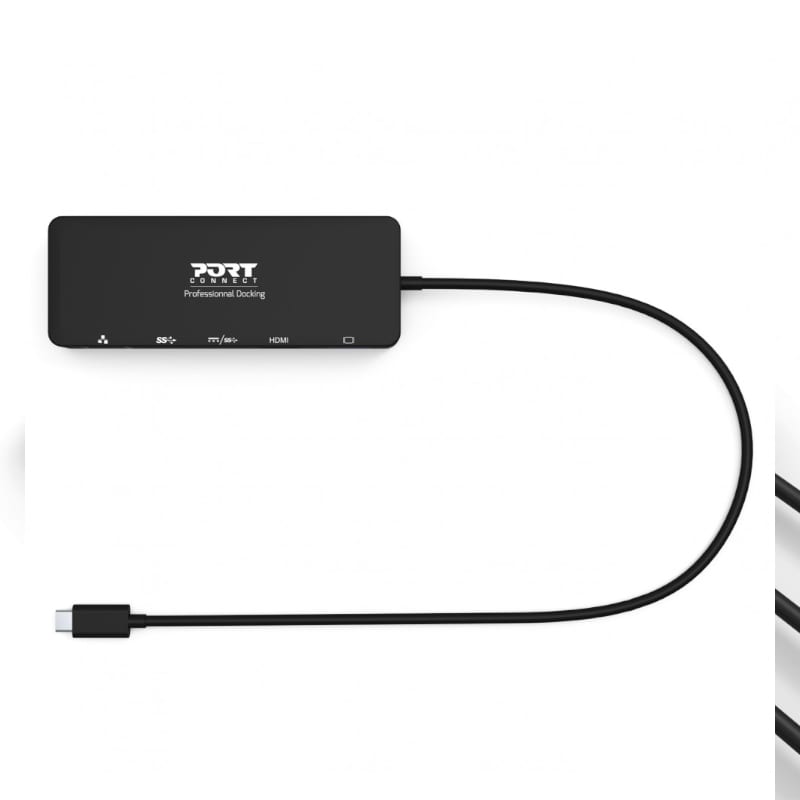 901909_wr_03 Port USB Type-C to 1 x RJ45|1 x USB3.0 SS|1 x Type-C 85W PD|1 x HDMI2.0|1 x VGA 30cm Cable Dock - Black