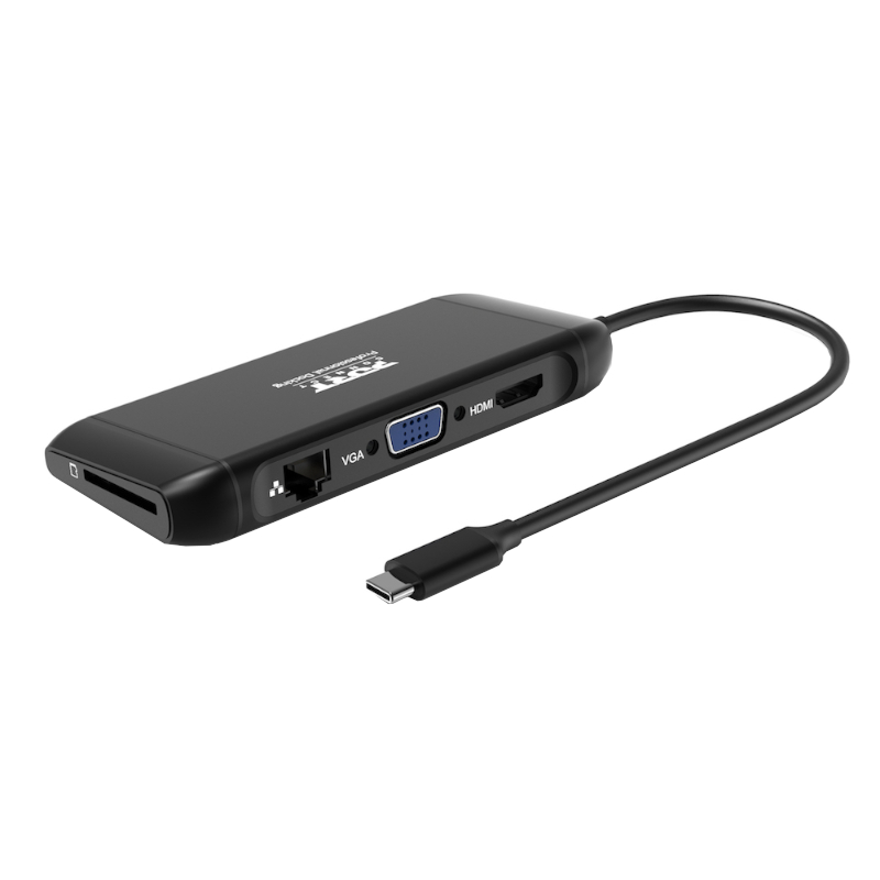 901913_wr_04 Port USB Type-C 4 x USB3.1|1 x Aux|Micro+SD Card Reader|1 x RJ45|1 x HDMI|1 x VGA|1 x Type-C PD Dock 100W - Black