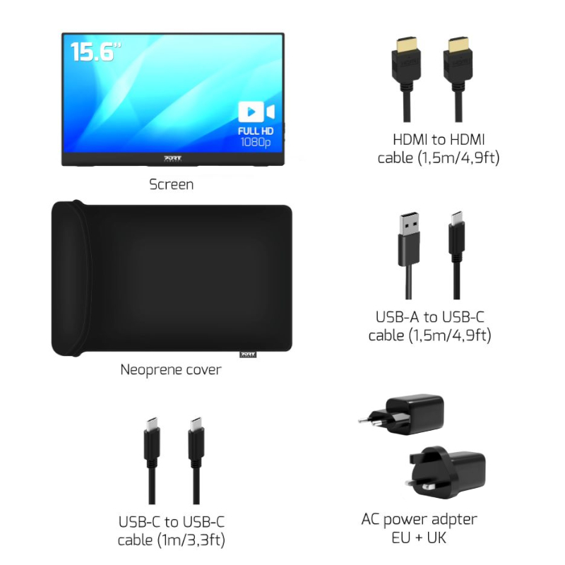 902101_wr_03 Port Portable Monitor 15.6" FHD - Non Touch