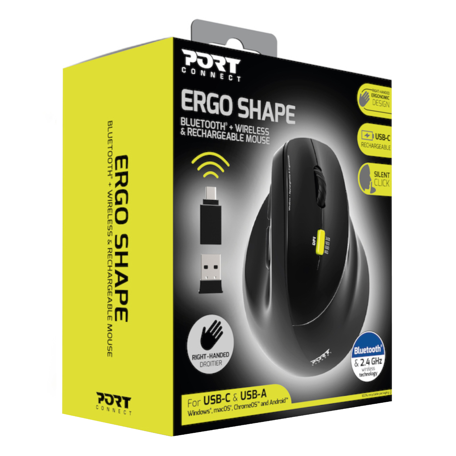 910007_.PORT-MOUSE-ERGO-RECHARGEABLE-BT-RIGHT_wr_01 Port Connect Ergo Shape Bluetooth Rechargeable Mouse