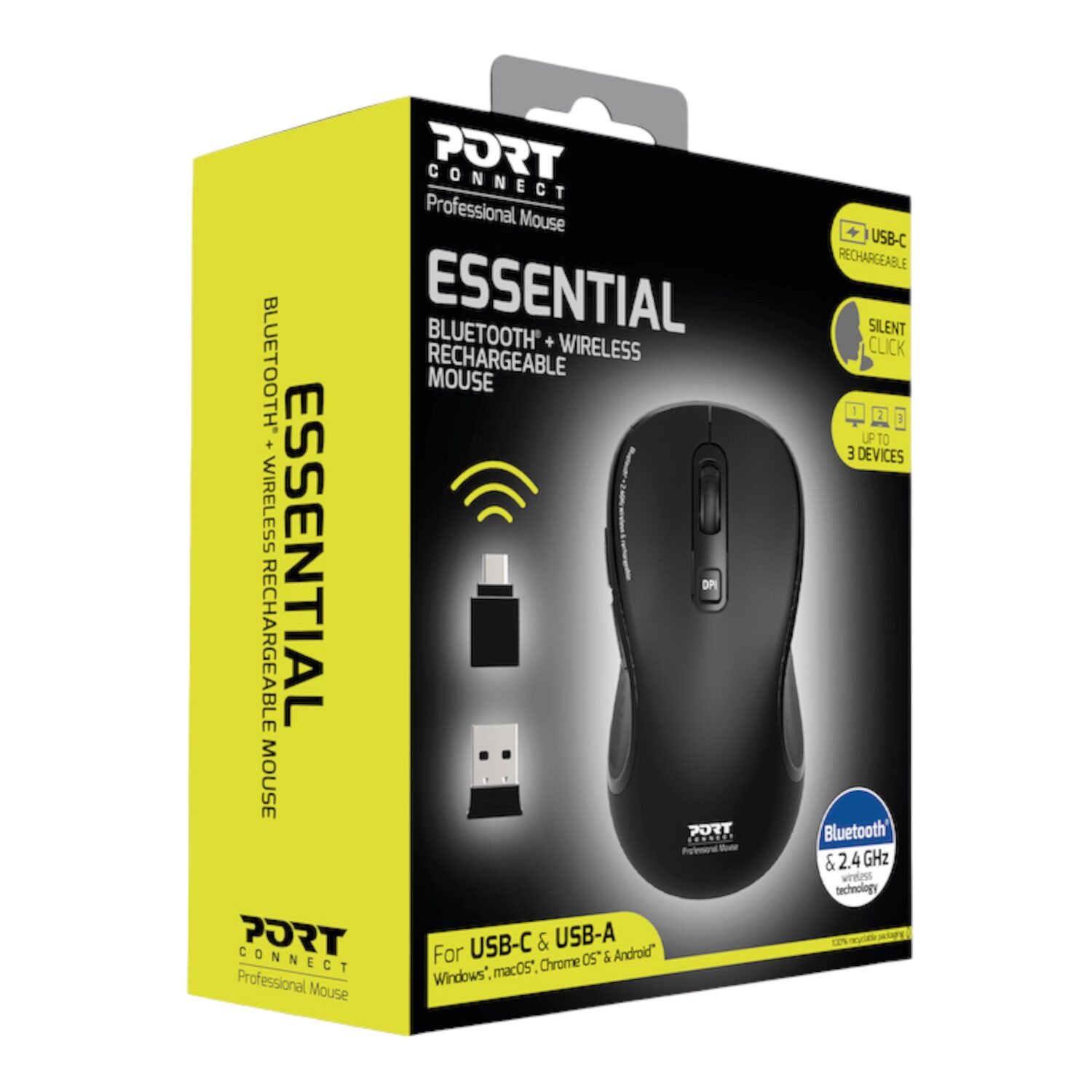 910010-WR-06 Port Connect Essential Bluetooth Wireless Rechargeable Mouse