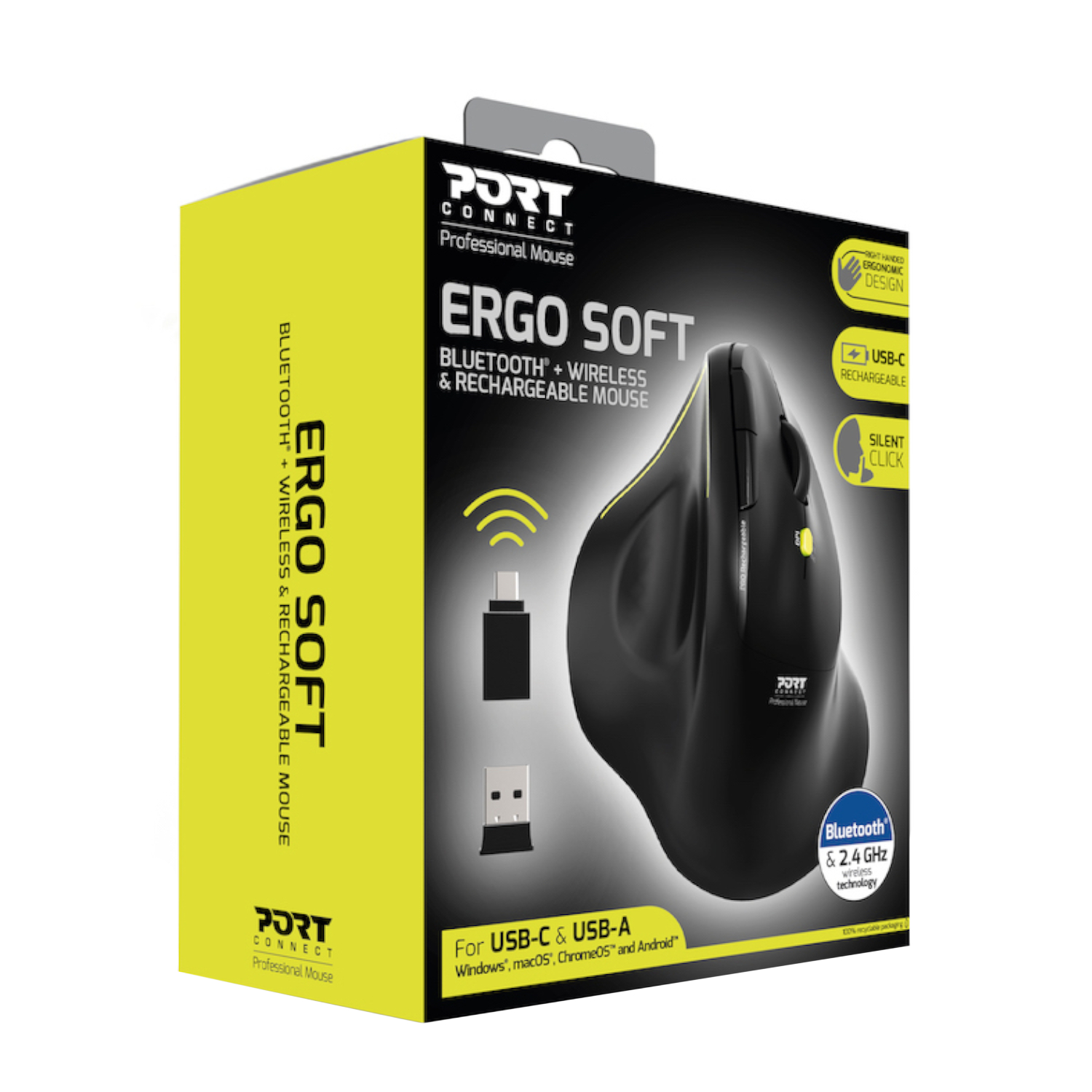 910200_PORT-MOUSE-ERGONOMIC-REACHARGE-BT-ERGO-B_wr_02 Port Connect 2.4GHz Wireless ERGO SOFT Bluetooth Rechargeable Mouse