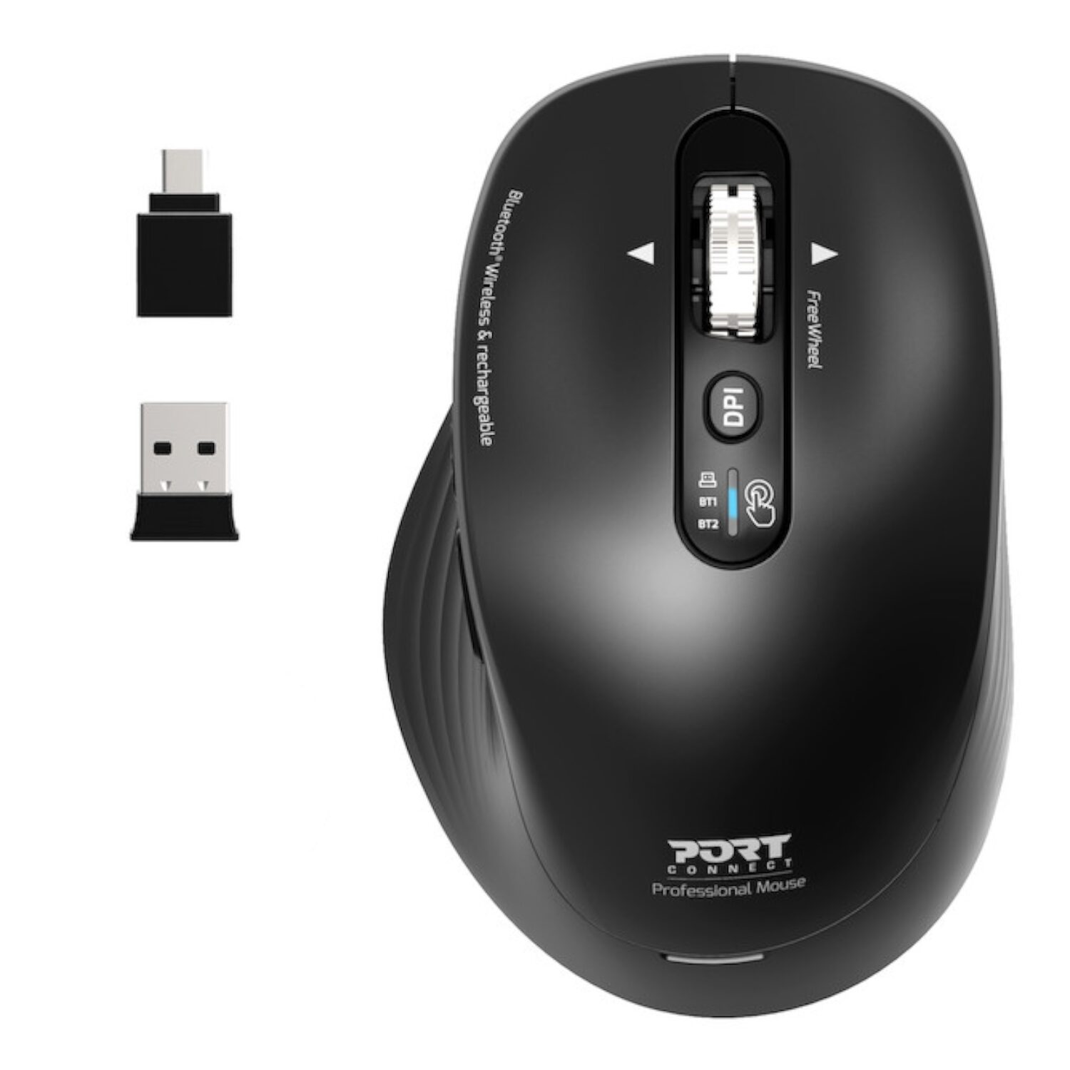 910202-WR-02 Port Connect Business 2.4GHz Rechargeable Bluetooth Wireless Mouse - Black