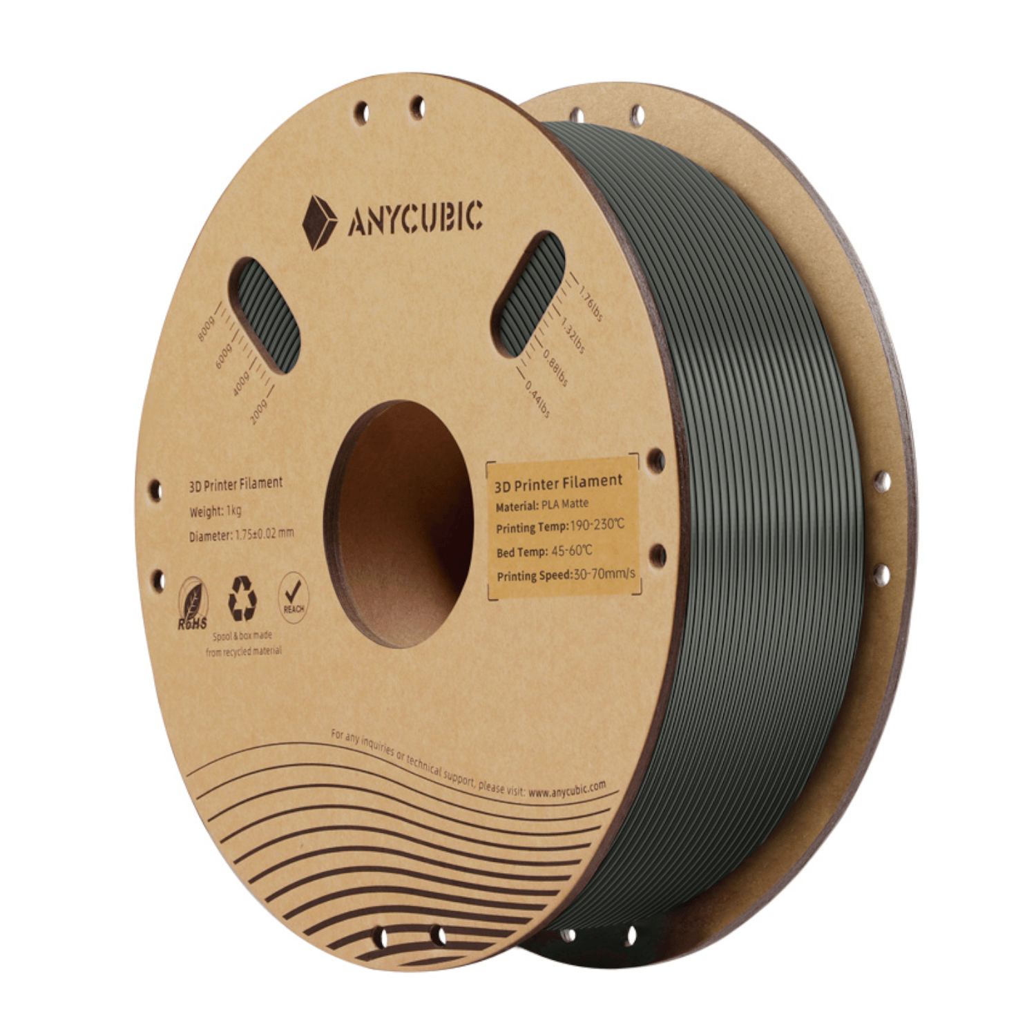 AHYGBK-101_Anycubic_PLA_Matte_Filament_1kg_-_Black_wr_01 Anycubic PLA Matte Filament 1kg - Black