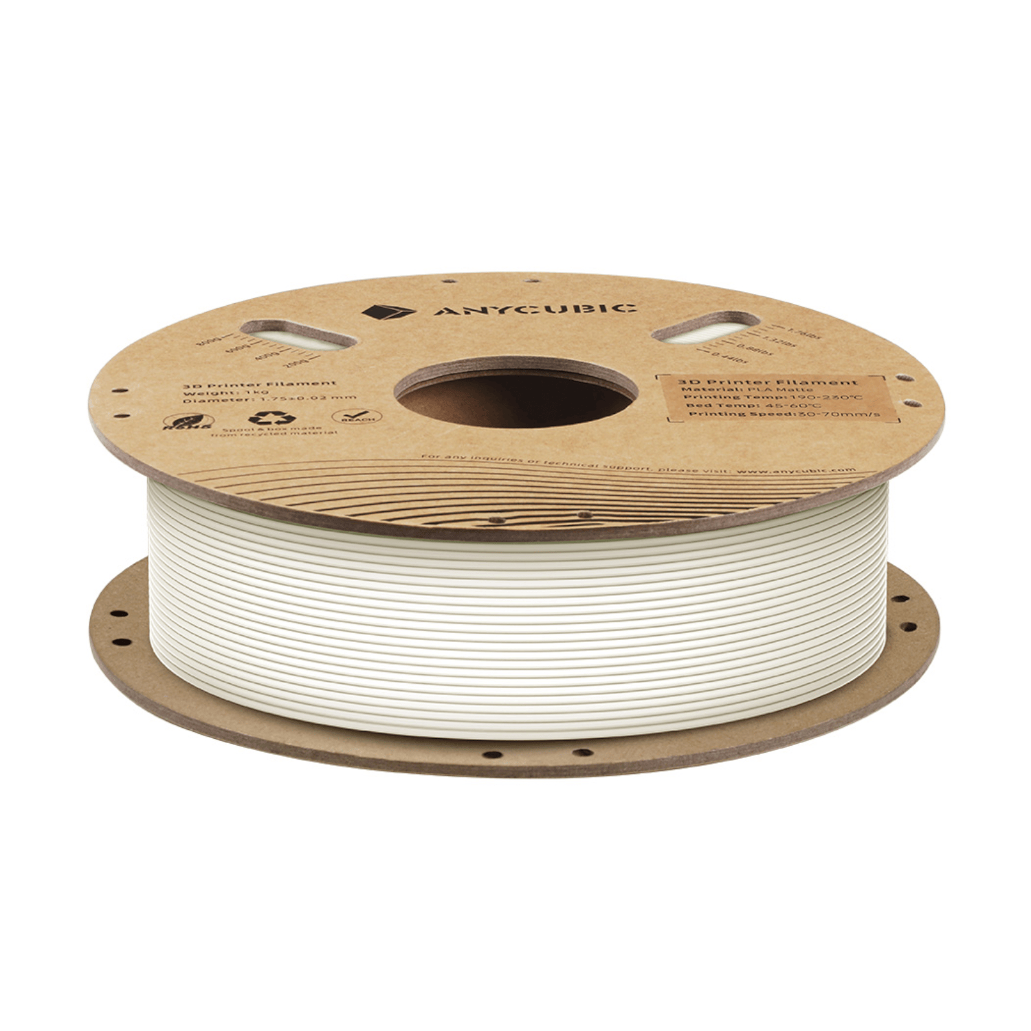 AHYGBW-101_Anycubic_PLA_Matte_Filament_1kg_-_White_wr_02 Anycubic PLA Matte Filament 1kg - White