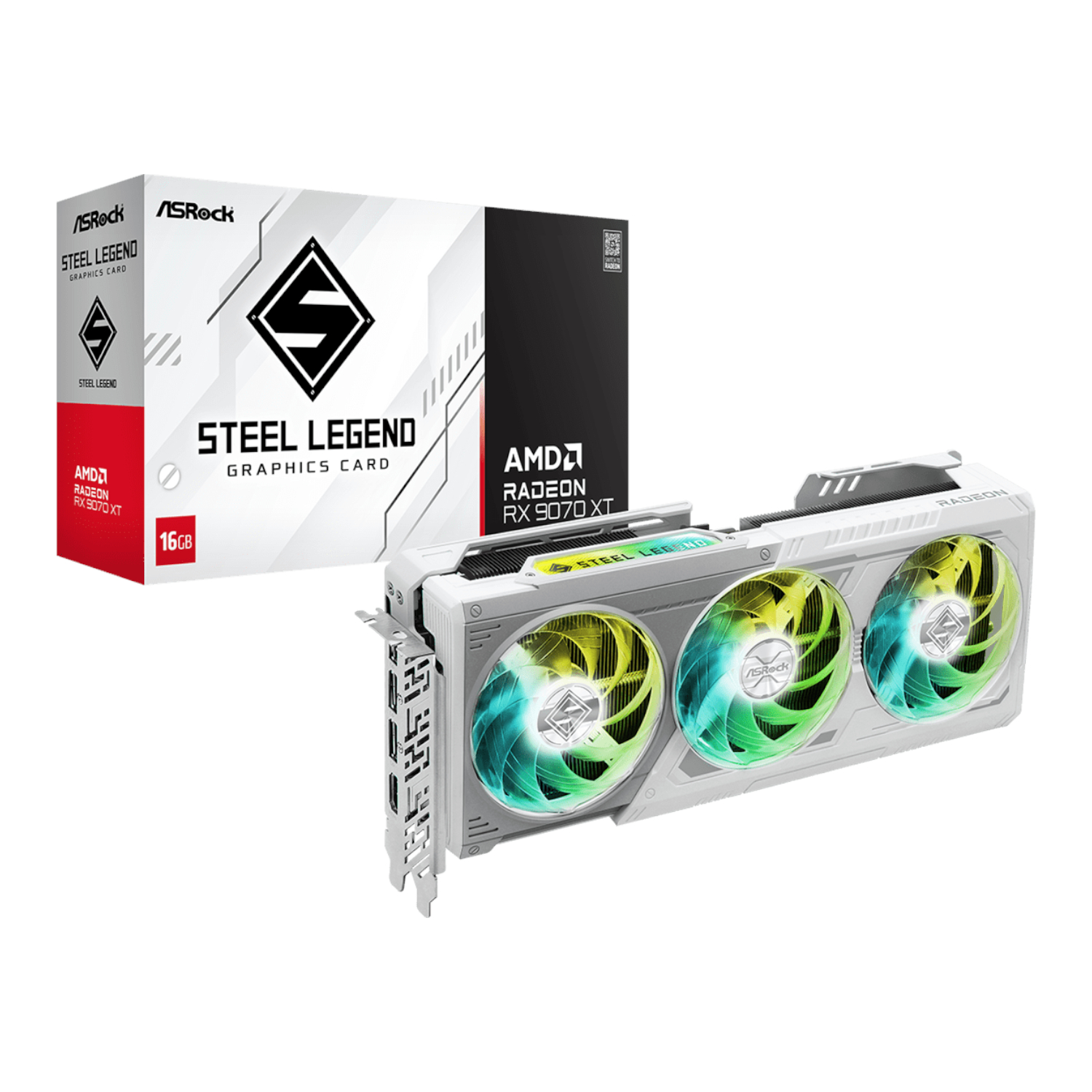 ASRock_RX9070XTSTEELLEGEND16G_wr_01a ASRock AMD Radeon RX 9070 XT Steel Legend 16GB Graphics Card