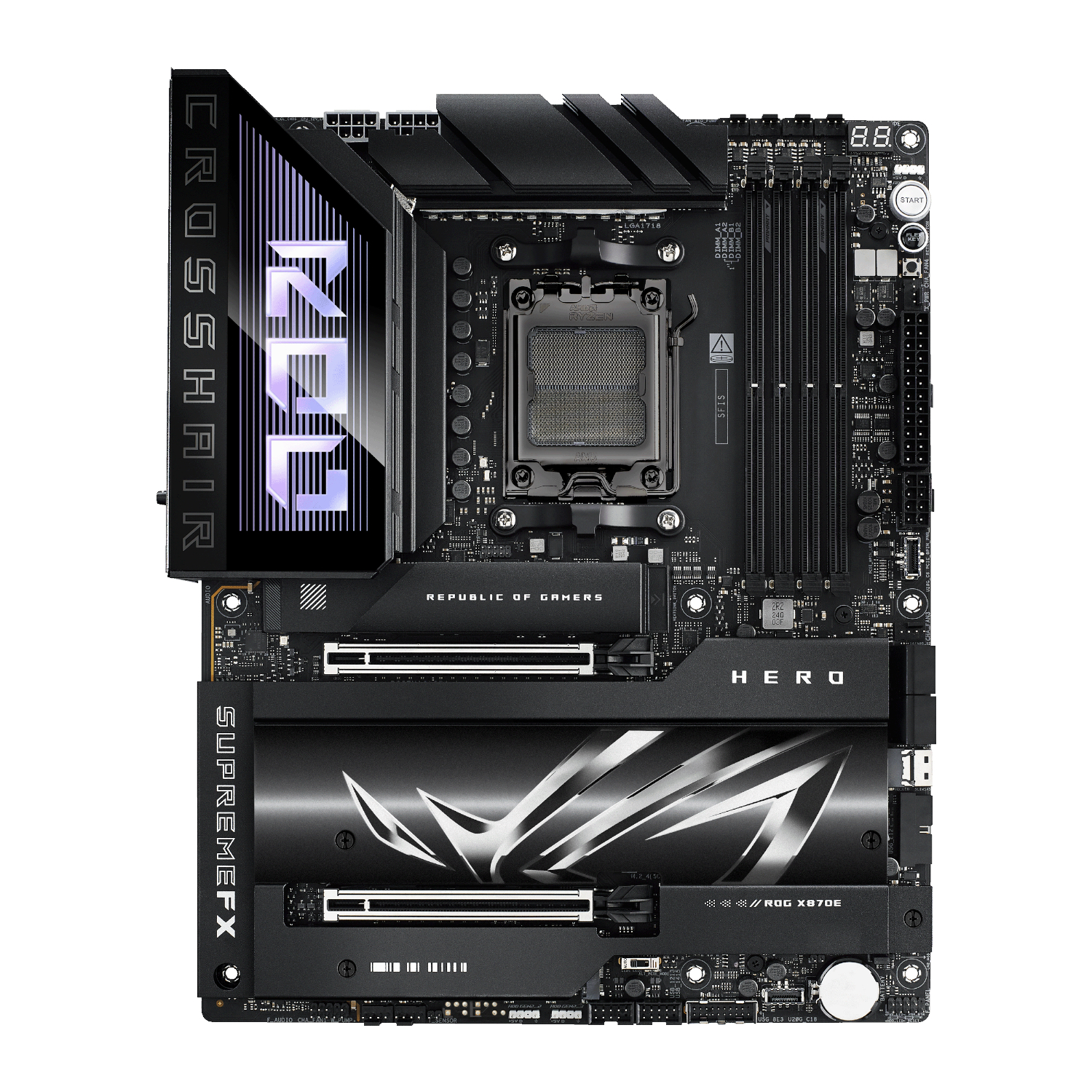 ASUS_ROGCROSSHAIRX870EHERO_wr_02a Asus ROG Crosshair X870E HERO ATX Gaming Motherboard