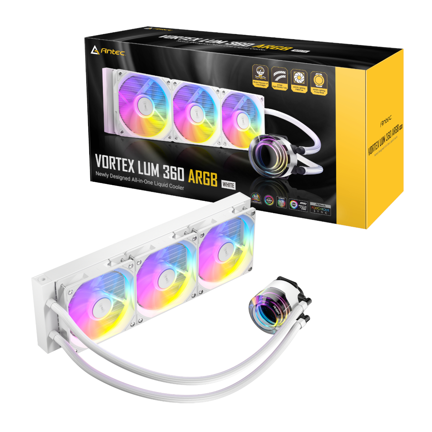 Antec_VORTEX-LUM-360-ARGB-W_wr_01a Antec VORTEX LUM 360 ARGB AIO CPU Liquid Cooler - White