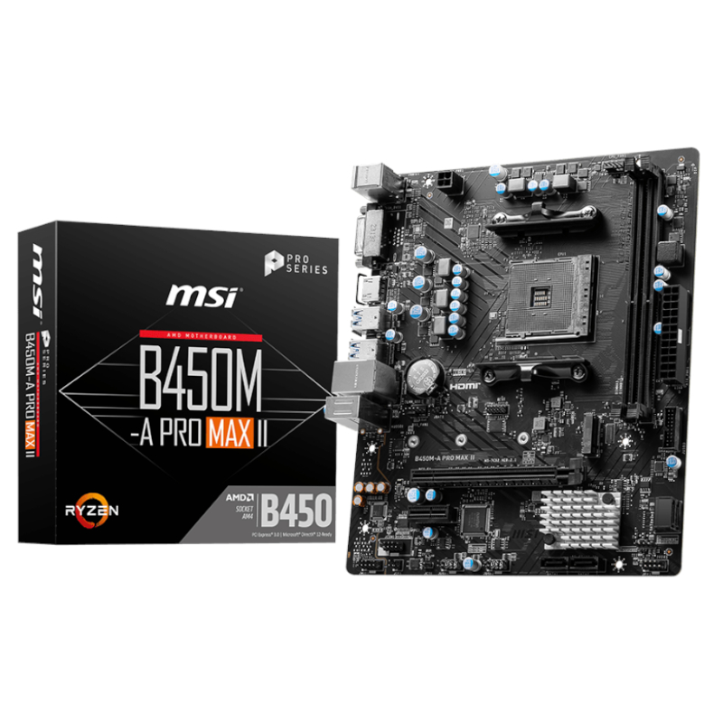 B450M-APROMAXII_wr_01 MSI B450M-APRO MAX II AMD AM4 MATX Gaming Motherboard