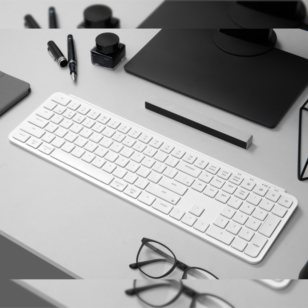B6P-K8_wr_04a Keychron B6 Pro Ultra-Slim 100% Wireless Keyboard – Ivory White