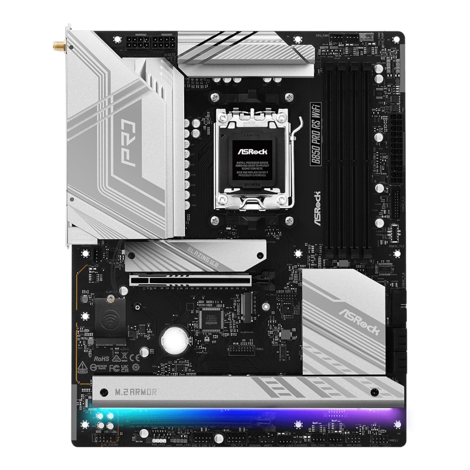 B850-PRORSWIFI-WR-02 ASRock B850 Pro RS Wi-Fi ATX Motherboard (AMD AM5, DDR5, PCIe 5.0)