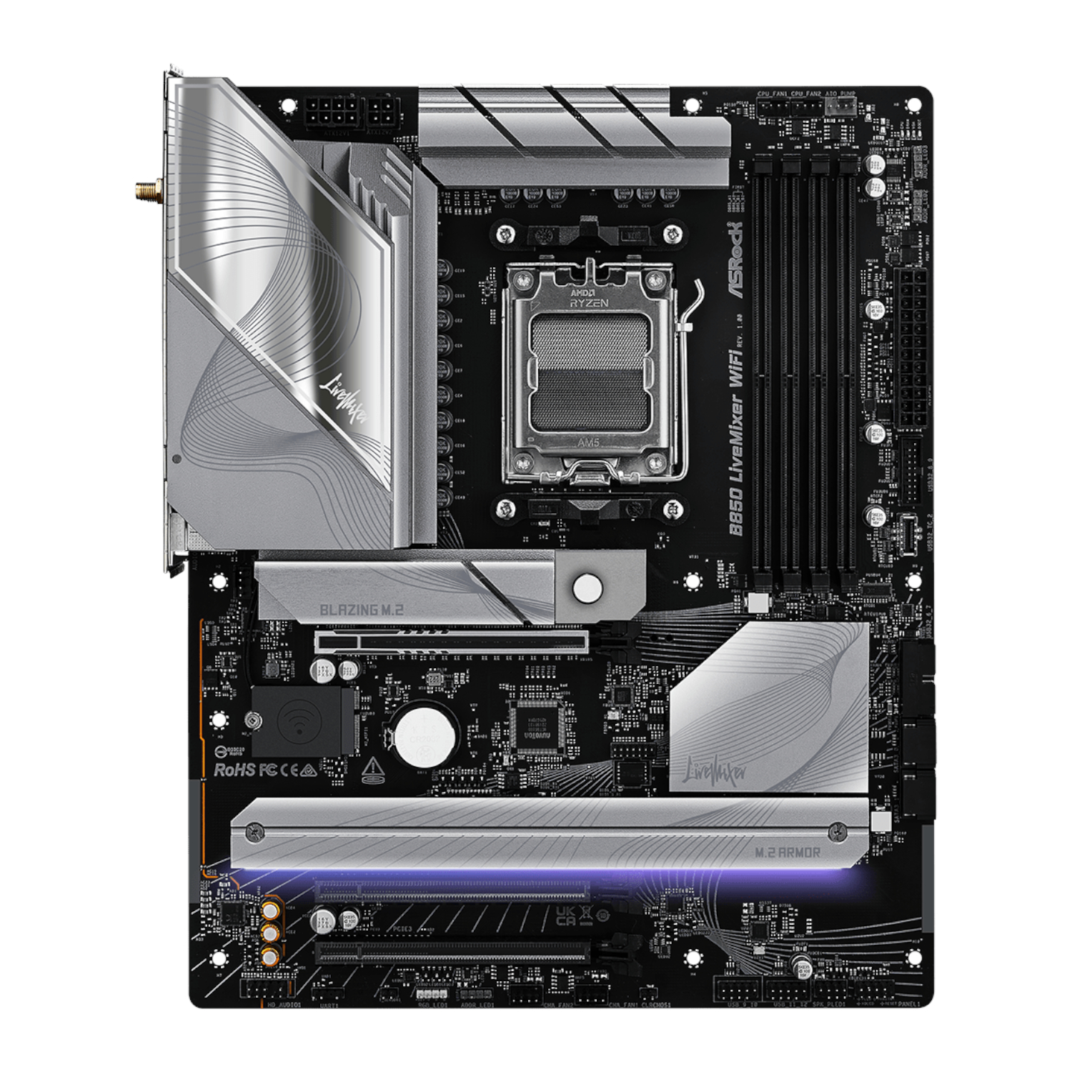 B850LIVEMIXERWIFI_ASRock-B850-LiveMixer-WiFi-AM5-ATX-Gaming-Motherboard_wr_02 ASRock B850 LiveMixer WiFi AM5 ATX Gaming Motherboard
