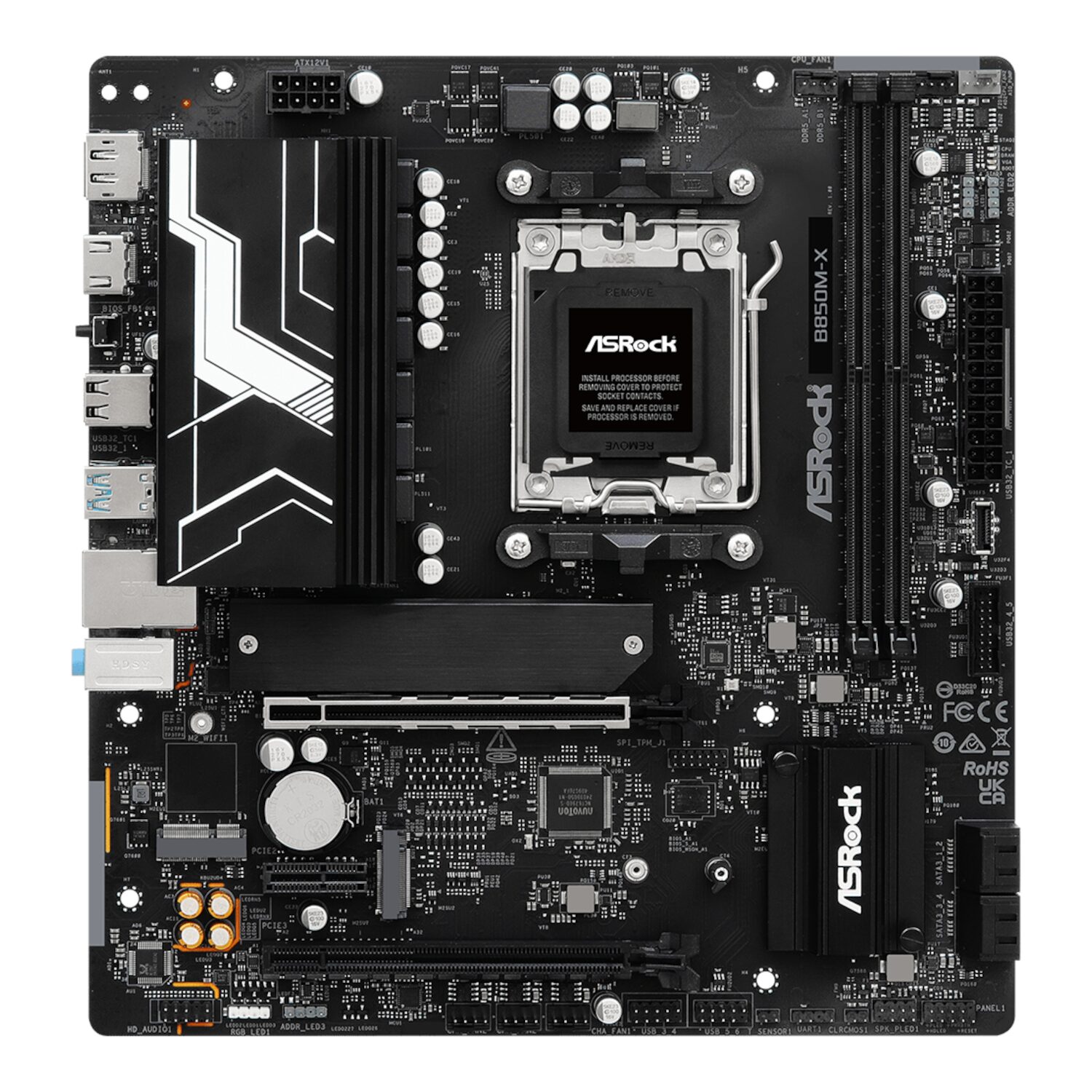 B850M-XWIFI-WR-02 ASRock B850M-X WiFi AM5 Micro ATX Motherboard (DDR5, PCIe 5.0, Wi-Fi 6E)