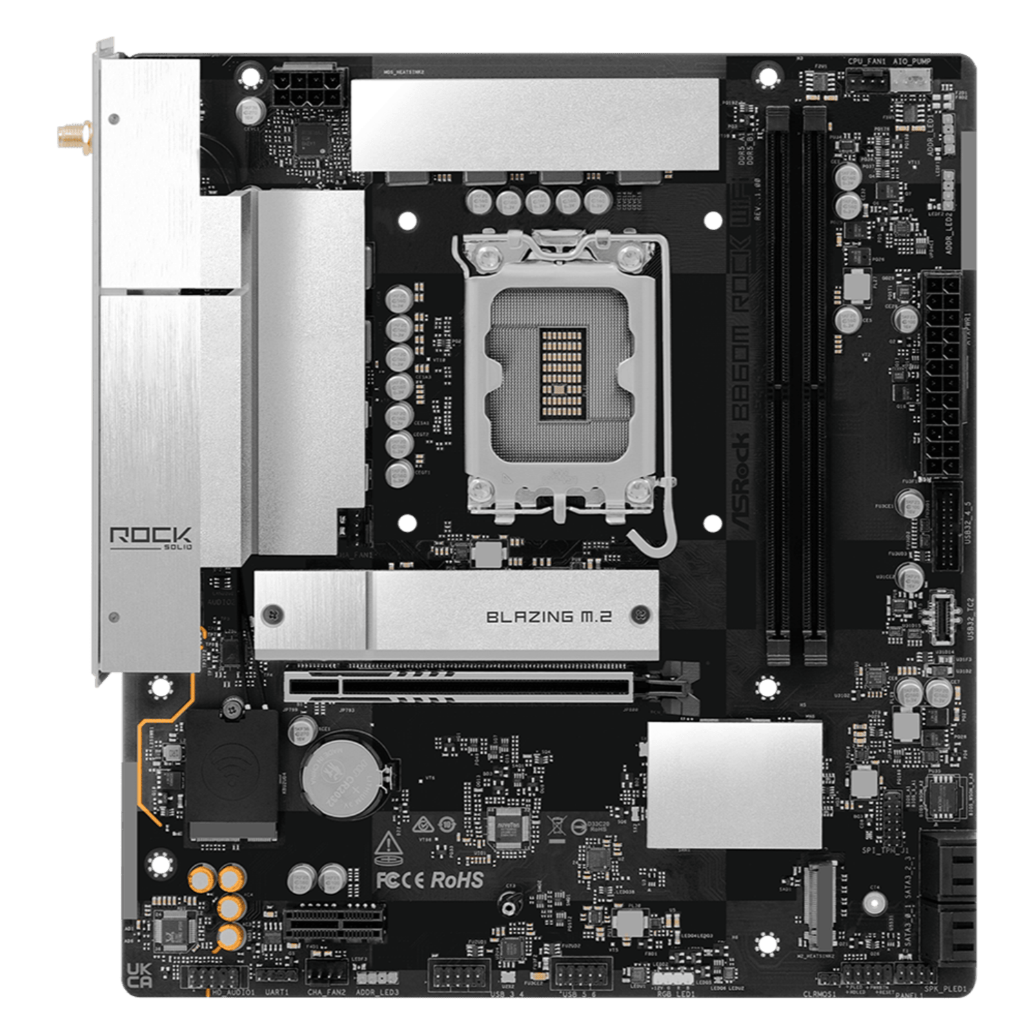 B860M_ROCK_WIFI_ASRock_B860M_Rock_WiFi_Intel_LGA1851_MAT_wr_02 ASRock B860M Rock WiFi Intel LGA1851 MATX Gaming Motherboard
