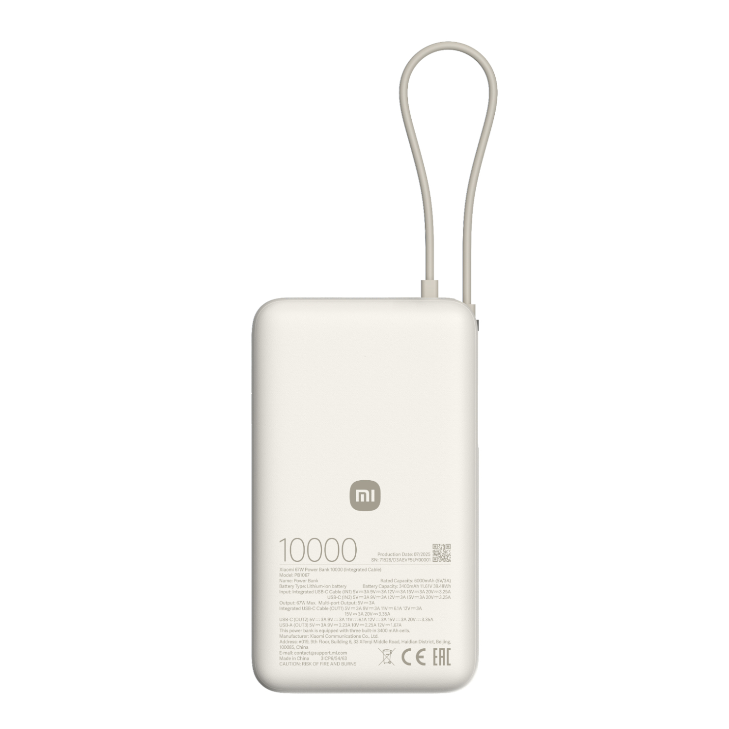 BHR08O0GL_Xiaomi-67W-Power-Bank-10000-Integrated-Cable-Tan_wr_01a Xiaomi 67W Power Bank 10000mAh (Integrated Cable) - Tan