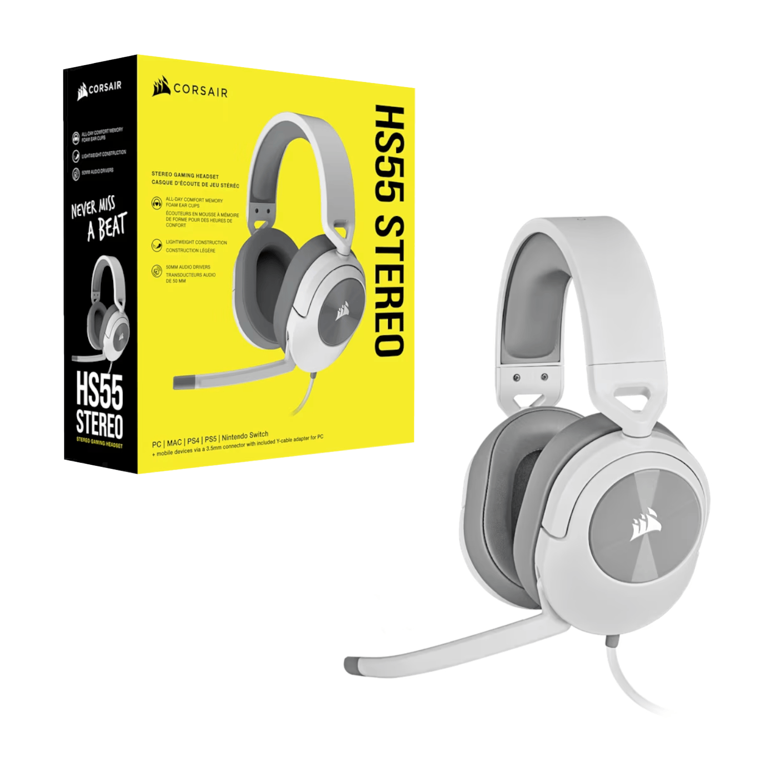 CA-9011261-AP_CORSAIR_OVER-EAR_HS55_WIRED_WH_wr_04 Corsair HS55 Surround Wired Gaming Headset – White
