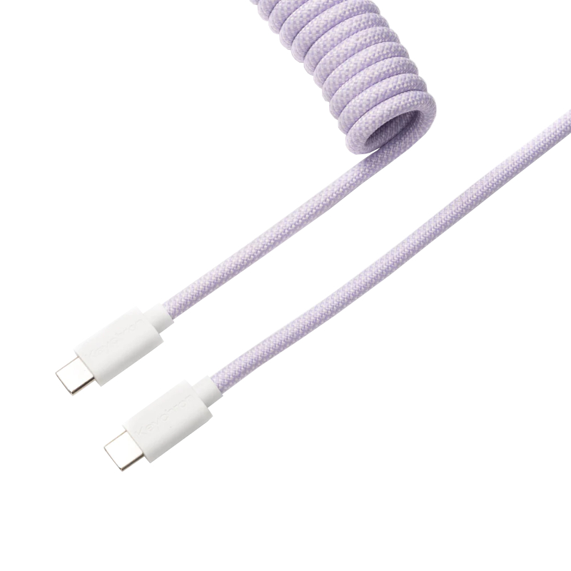 CAB-17_wr_01 Keychron Coiled Aviator Cable - Light Purple/Straight