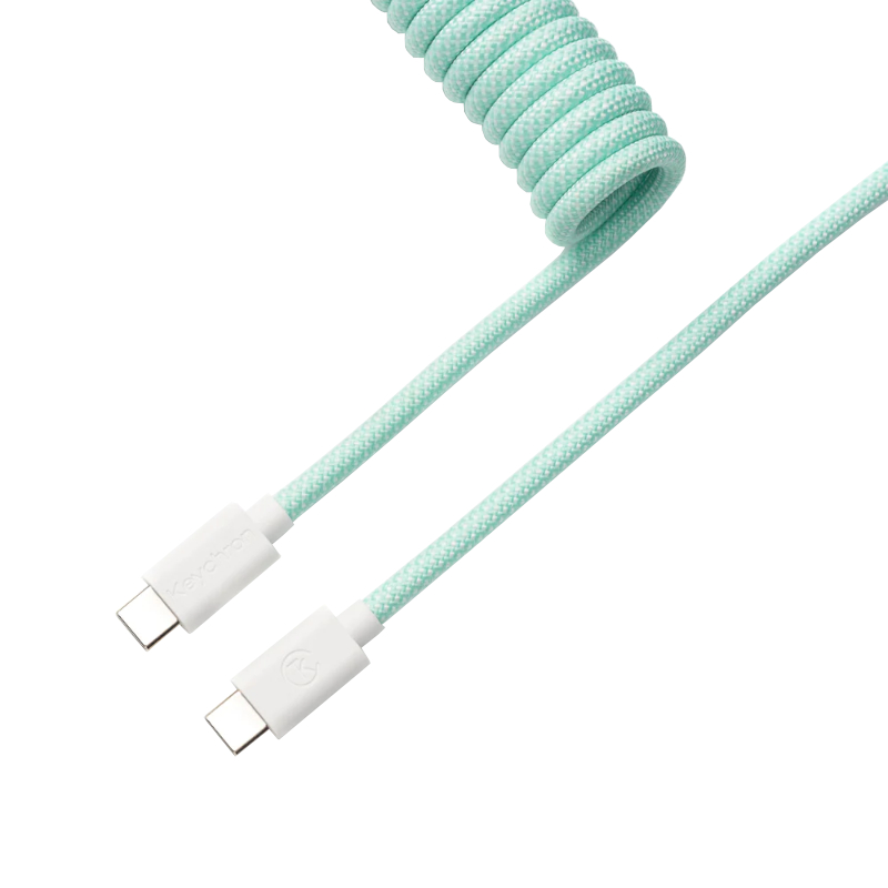 CAB-18_wr_01 Keychron Coiled Aviator Cable - Mint/Straight