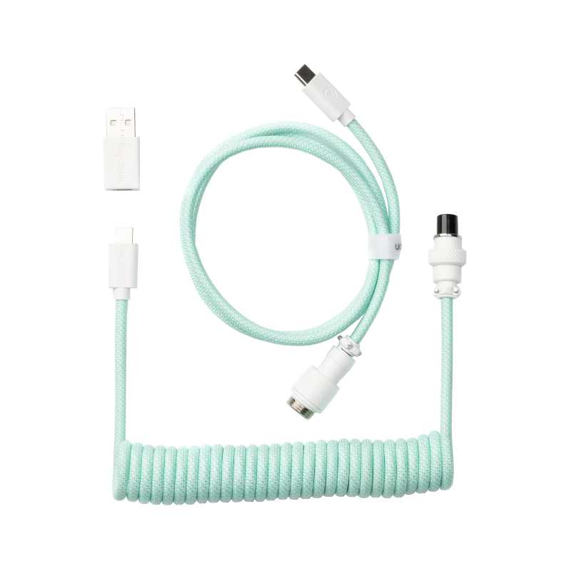 CAB-18_wr_02 Keychron Coiled Aviator Cable - Mint/Straight