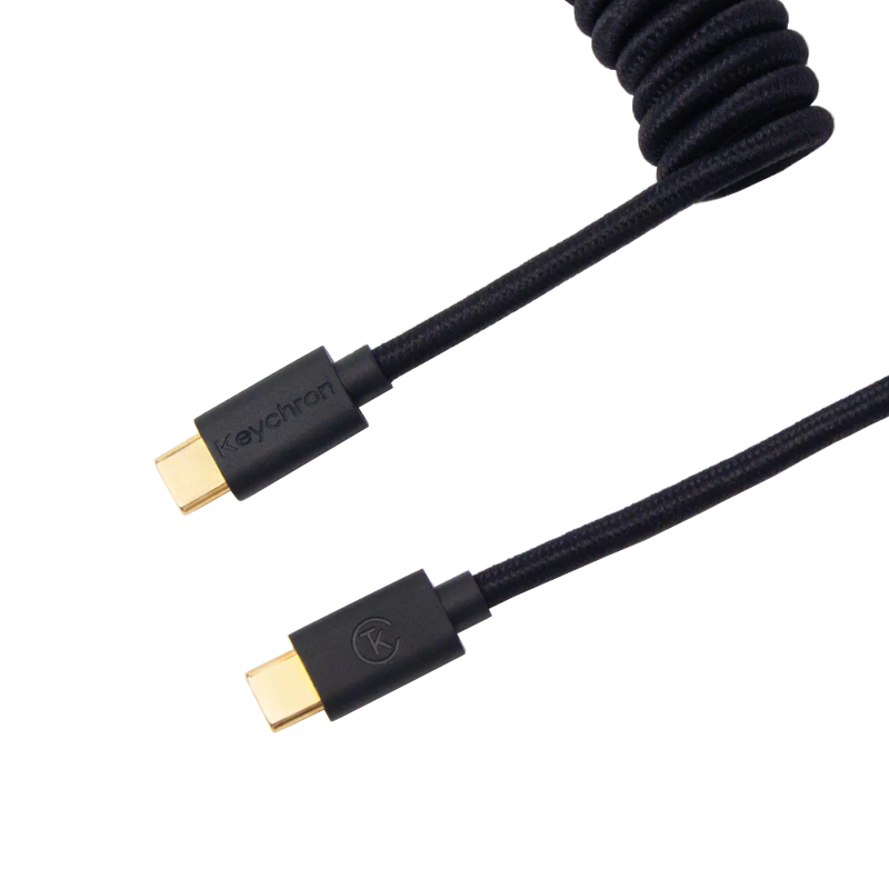 CAB-B_wr_01 Keychron Coiled Aviator Cable - Black/Straight