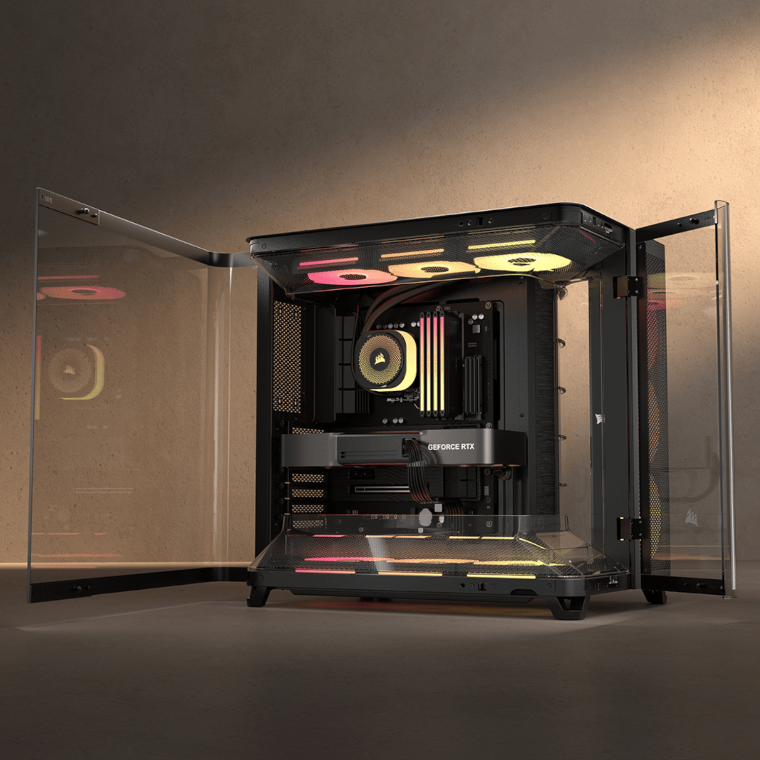 CC-9011320-WW_Corsair_AIR_5400_LX-R_RGB_iCUE_LINK_Trip_wr_08 Corsair AIR 5400 LX-R RGB iCUE LINK Triple Chamber Mid-Tower PC Case - Black