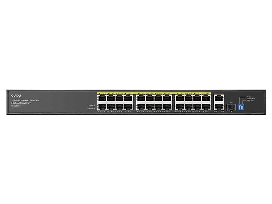 CD-FS1026PS Cudy 24 Port Fast Ethernet PoE 290W 2 Gigabit 1SFP Switch