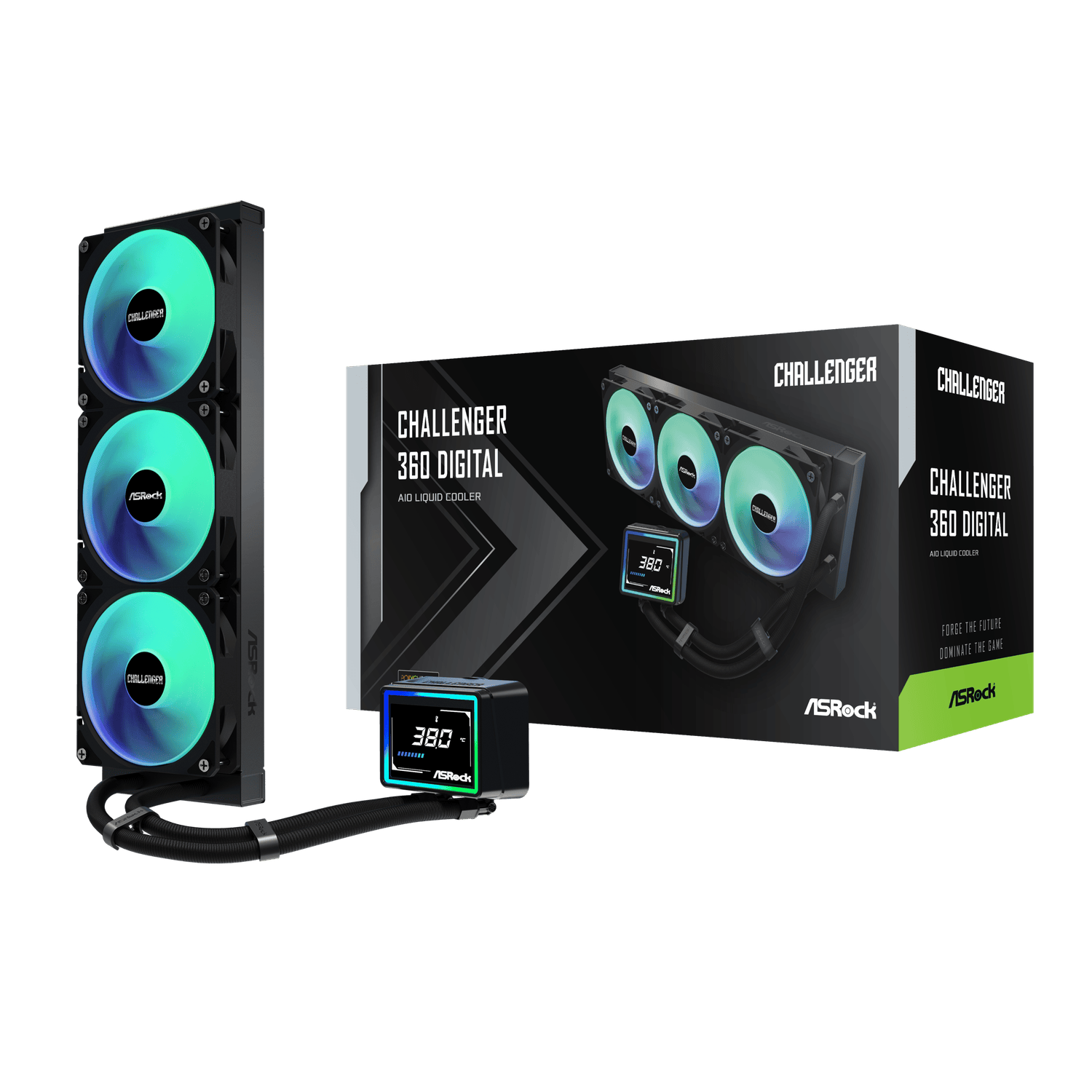 CHALLENGER-360-DIGITAL_ASRock_Challenger_360_Digital_AIO_Liquid_wr_01 ASRock Challenger 360 Digital AIO Liquid Cooler - Black