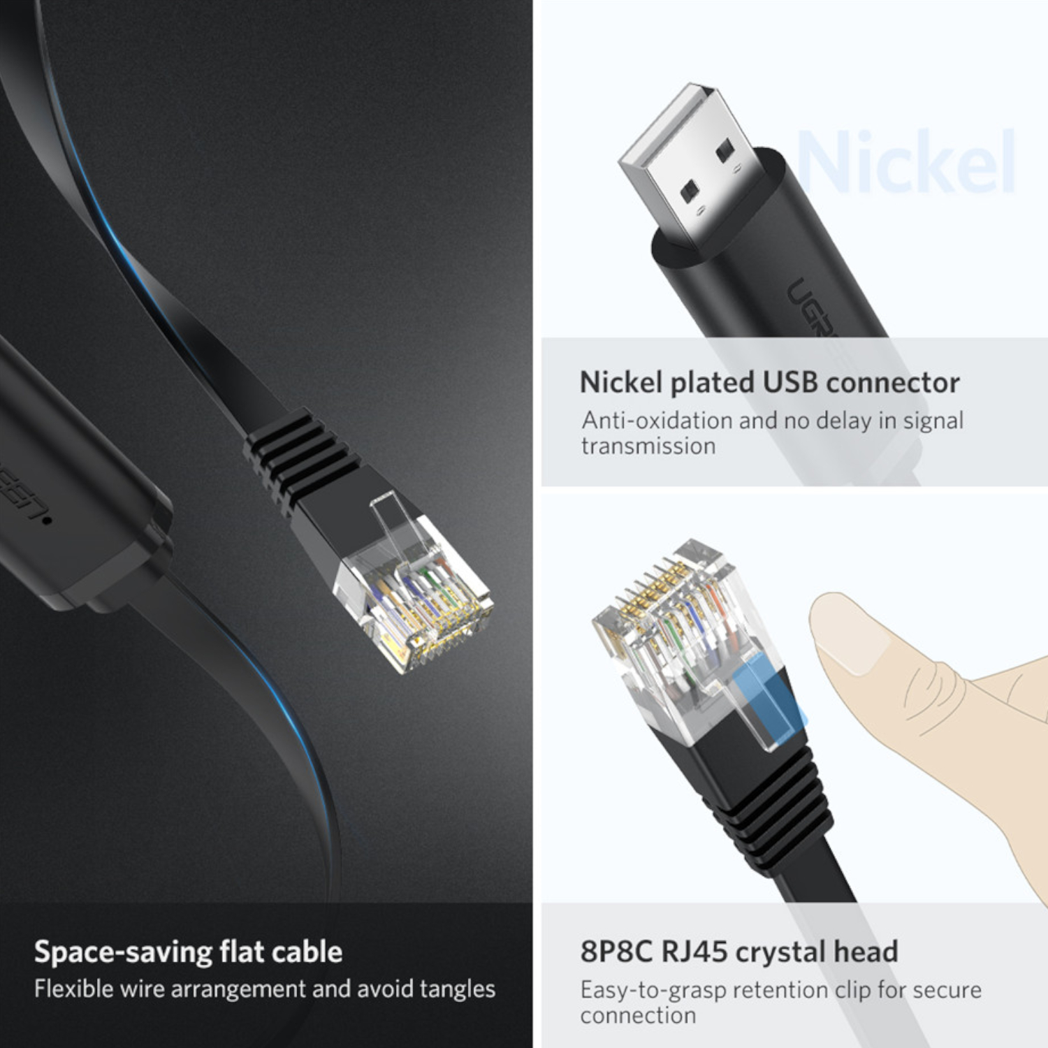 CM204-50773_UGreen-CM204-USB-to-RJ45-Console-Cable-1.5M_wr_02 UGREEN USB-A to RJ45 Console Cable 1.5m