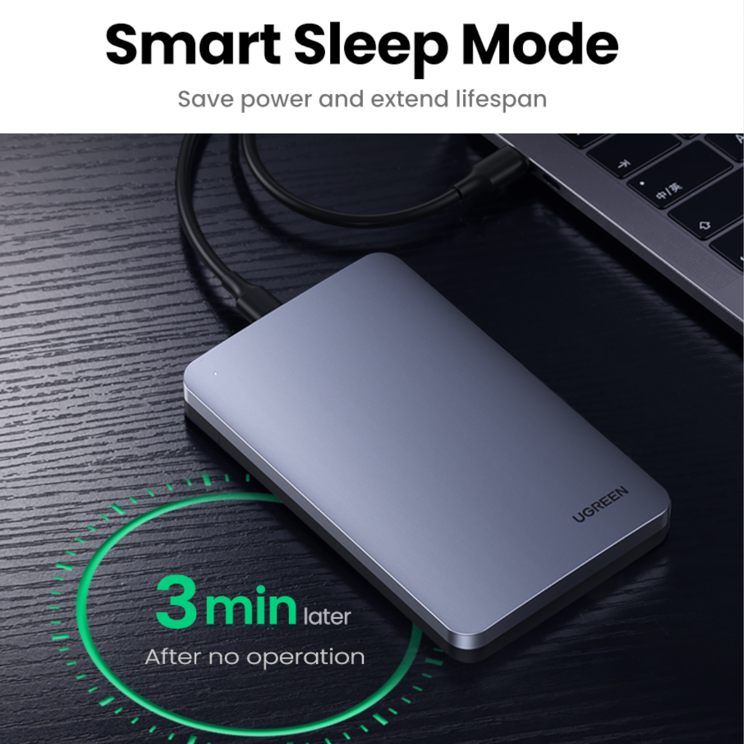 CM300-70499_UGreen-CM300-2.5-inch-USB-Type-C-Hard-Drive-Enclosure_wr_02a UGREEN CM300 2.5 inch USB Type-C Hard Drive Enclosure - Silver